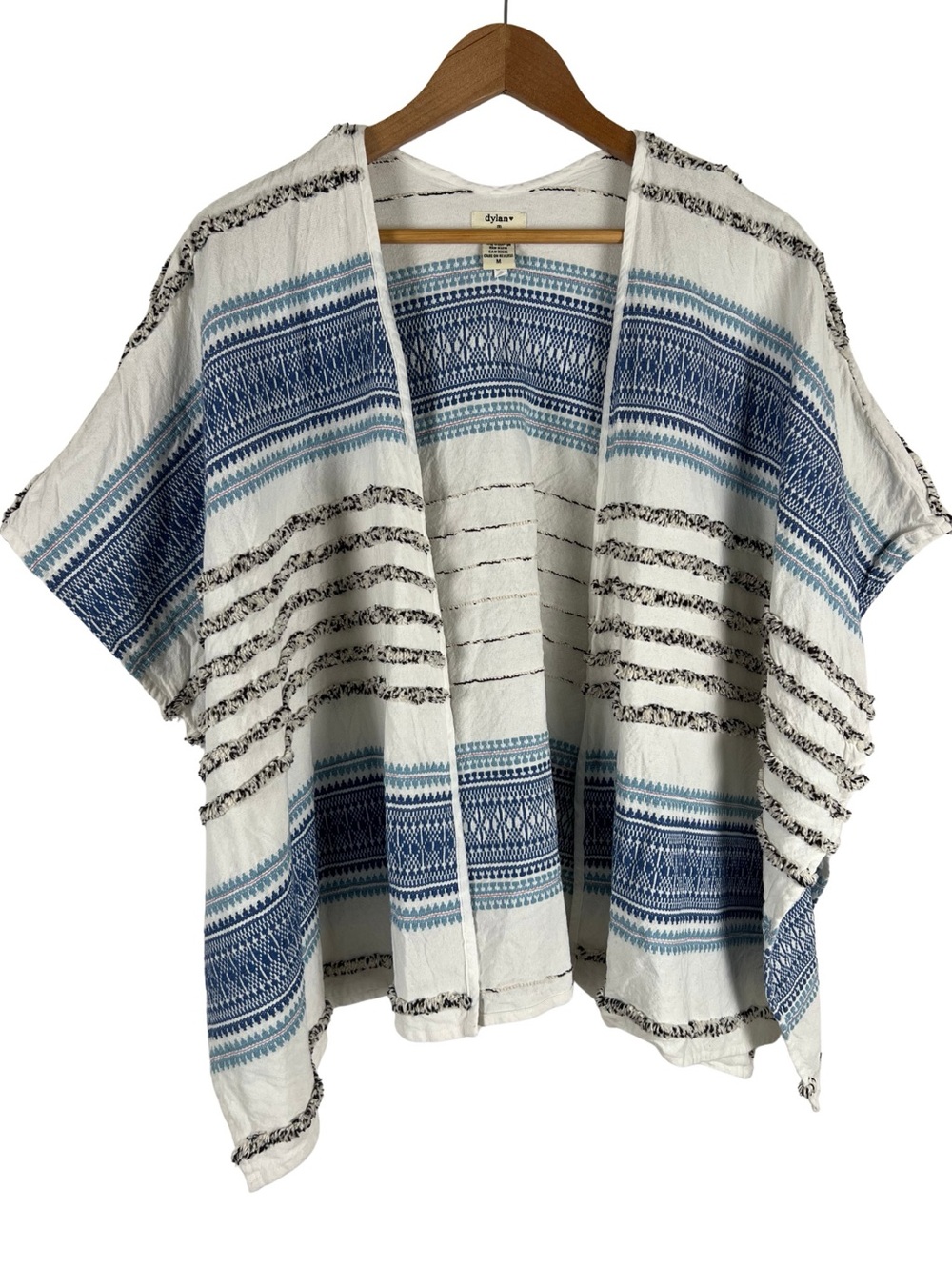 Dylan Boho 100% Cotton Poncho Fringe Made In India Medium